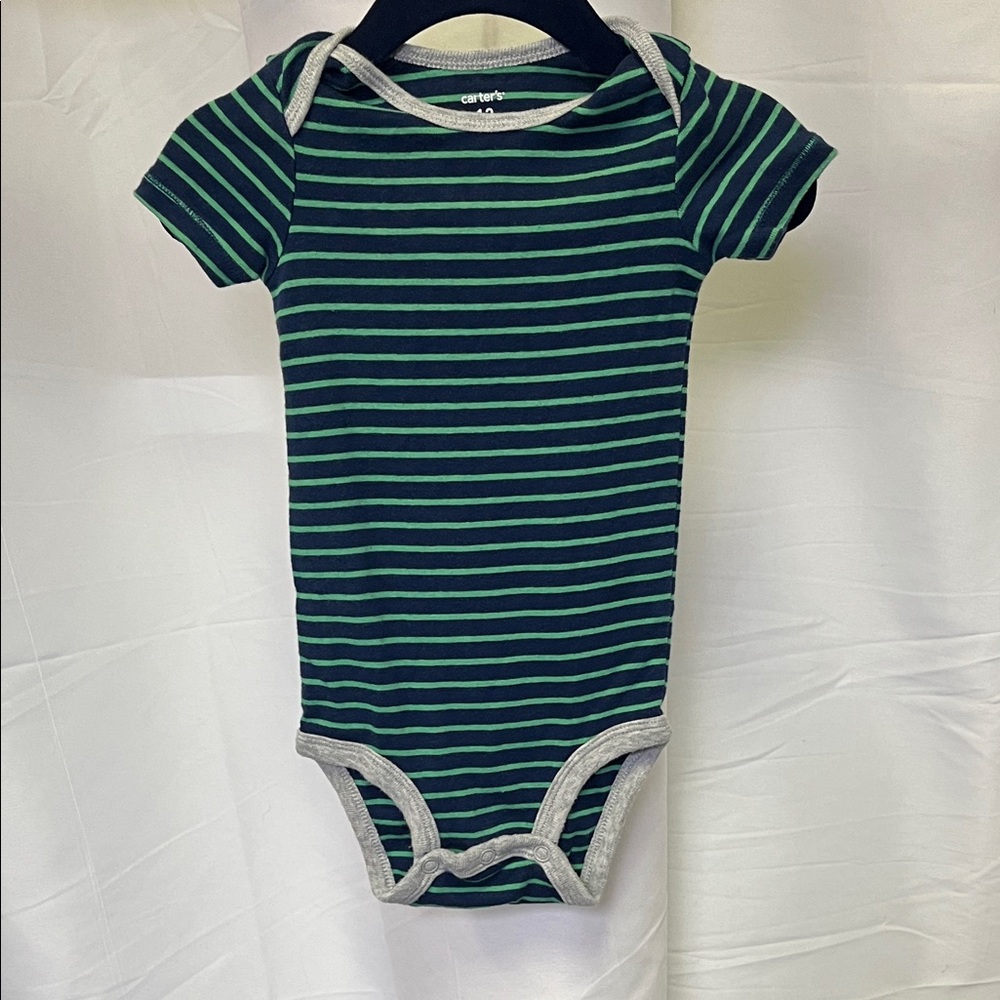 Carter's baby Blue and Green Striped Bodysuit 12 months